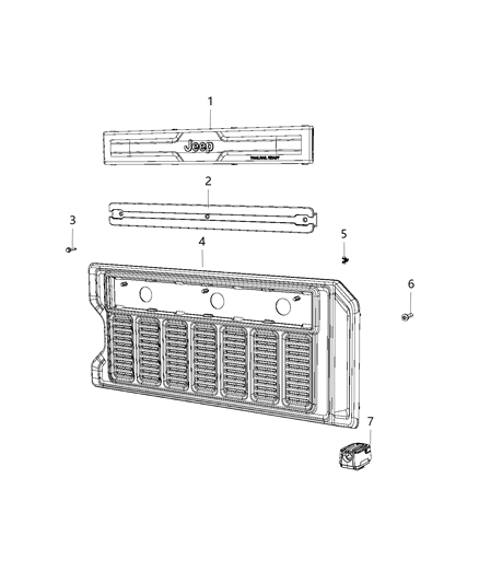 2018 Jeep Wrangler All-new Model Swing Gate Trim Diagram