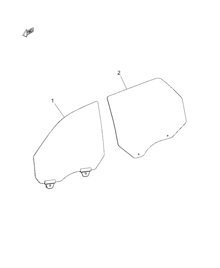 2015 Dodge Durango Glass, Front & Rear Door Diagram