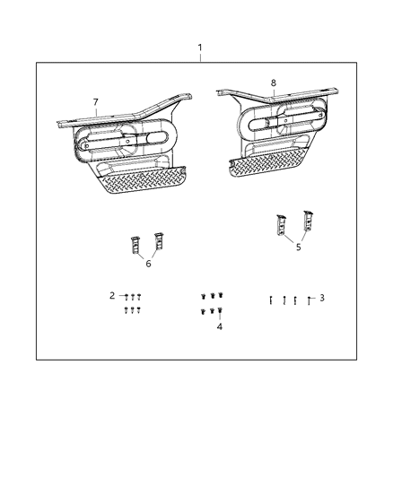 2018 Jeep Wrangler JK (Previous-generation) Door Kit, Front Trim Diagram