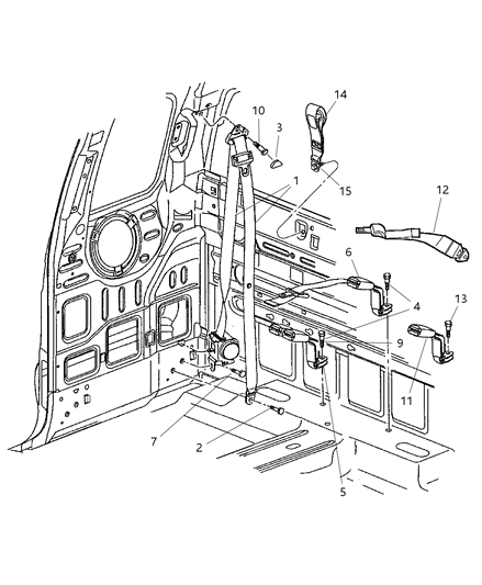 2002 Dodge Dakota Seat Belt Rear Inner Buckle To Seat, Inboard, Left Diagram for 5GU991DVAD