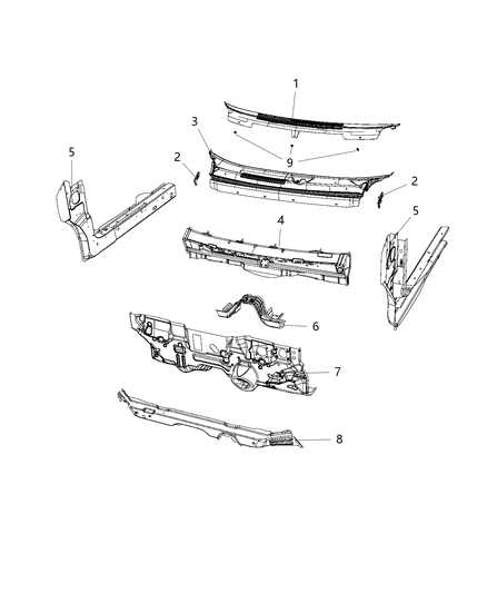 2017 Dodge Journey Cowl, Dash Panel & Related Parts Diagram