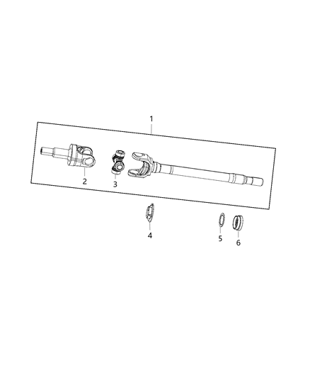 2013 Jeep Wrangler Shaft, Axle of Front Axle; Differential And Drive Line Diagram 1 - Thumbnail