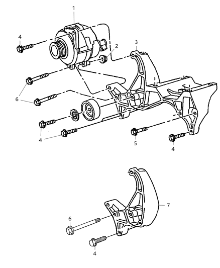 2002 Dodge Ram 3500 Regular Cab Alternator & Mounting Diagram 2 - Thumbnail