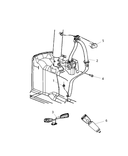 2012 Jeep Wrangler Seat Belt Second Row Diagram 1 - Thumbnail