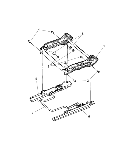 2007 Dodge Durango Cushion Frame, Front Driver Side Diagram for 5135283AA