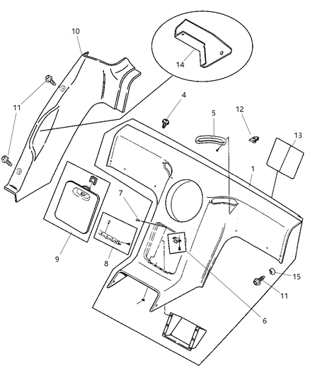 2000 Dodge Viper Quarter & Rear Bulkhead Panels Diagram 1 - Thumbnail