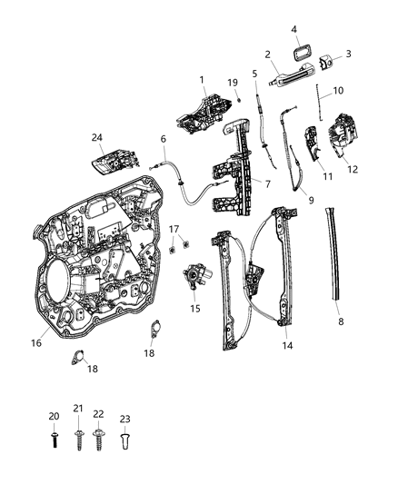 2020 Ram 1500 New Style Front Door, Hardware Components Diagram