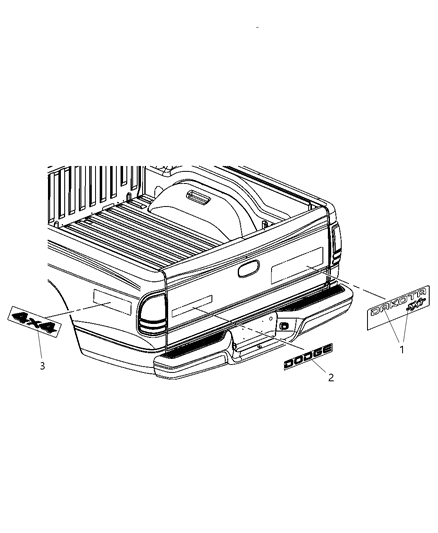 2003 Dodge Dakota Decal Tailgate Diagram for 5JN48GX9AA