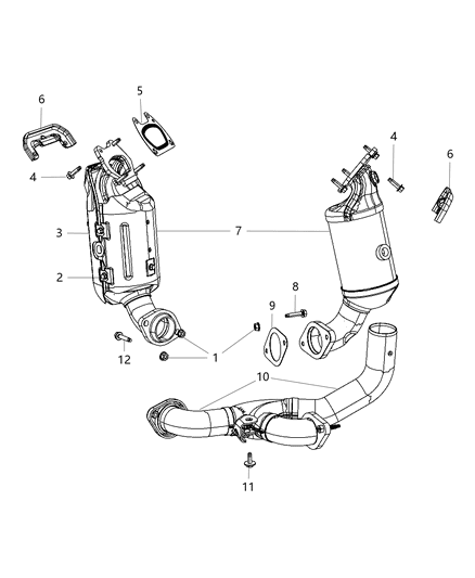 2012 Ram C/V Exhaust Manifolds / Converters & Heat Shield Diagram 2 - Thumbnail