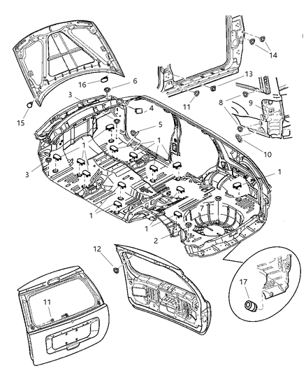 2000 Jeep Grand Cherokee Plug Floor Pan Diagram for 4580343