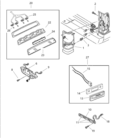 2002 Dodge Ram 2500 Quad & Club Cab Lamps - Rear Diagram