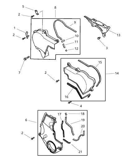 2001 Dodge Stratus Lower Cover Gasket Diagram for MD309020