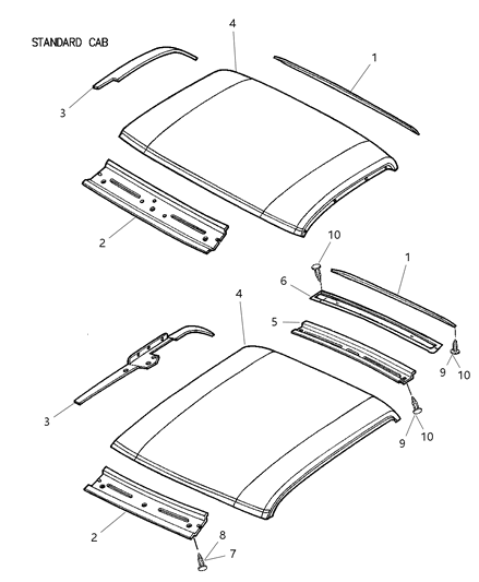 2001 Dodge Dakota Header Panel, Front Diagram for 55255503AB