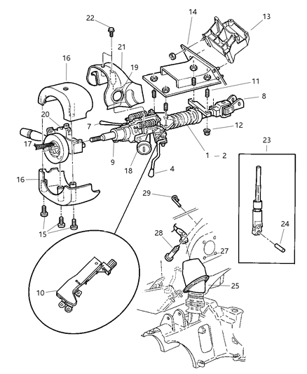 2003 Dodge Grand Caravan Shroud Steering Column Diagram for SU71YQLAB