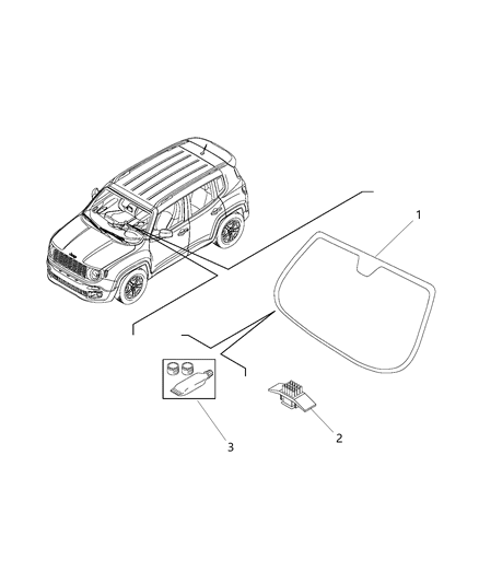 2020 Jeep Renegade Windshield, Front Diagram for 68438871AA