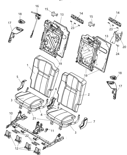 2008 Jeep Commander Rear Seat - Split Seat Diagram 7 - Thumbnail