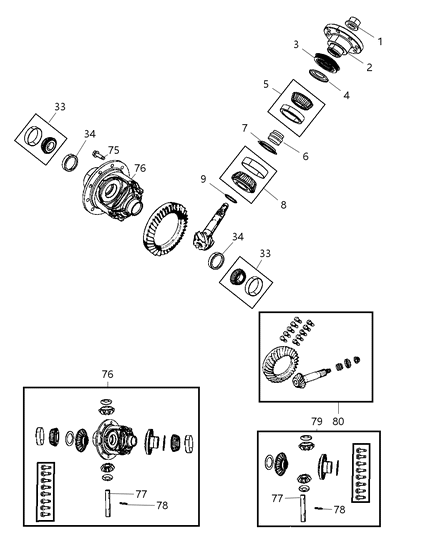 2012 Jeep Wrangler Differential Assembly of Front Axle; Differential And Drive Line Diagram 1 - Thumbnail