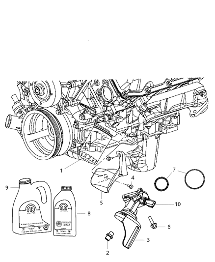 2008 Jeep Commander Engine Oil Filter , Adapter & Splash Guard Diagram 3 - Thumbnail