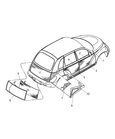 2003 Chrysler PT Cruiser Molding Front Door Woodgrain Diagram for WT48AAAAB