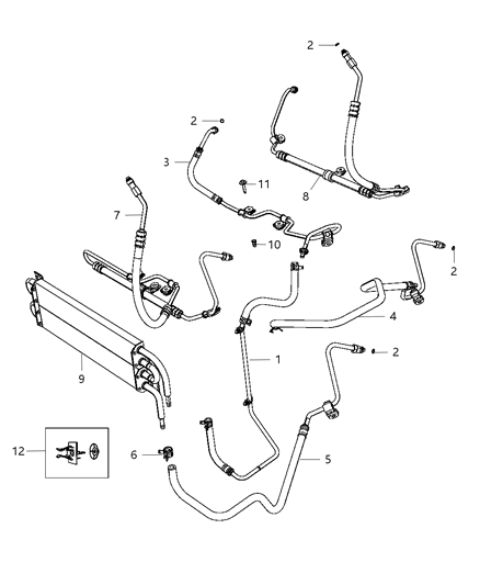 2013 Jeep Grand Cherokee Power Steering Return Hose, Front Diagram for 5181562AB