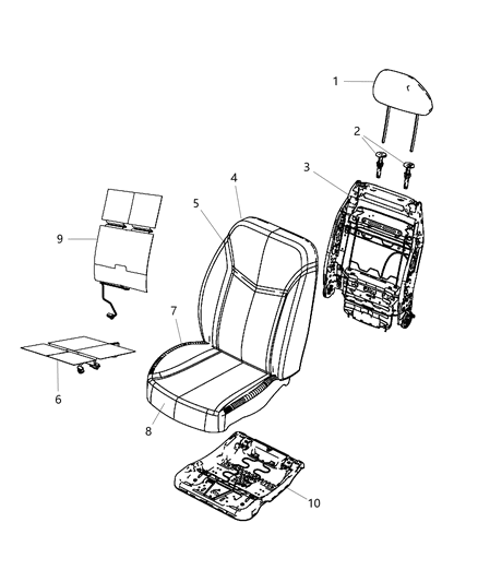 2011 Dodge Avenger Seat Cushion Pad, Front Diagram for 68102012AA