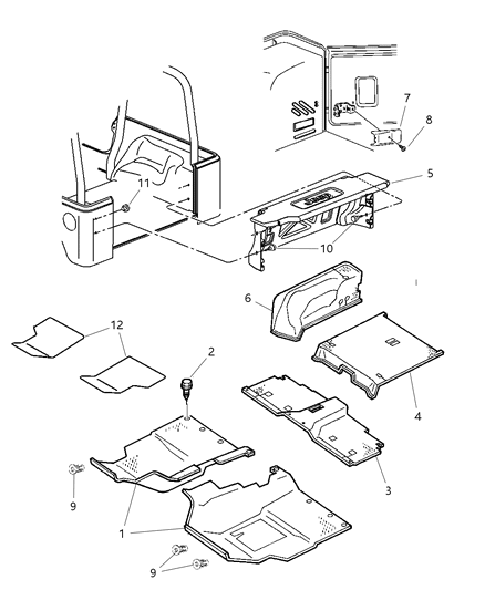 2004 Jeep Wrangler Panel Add A Trunk With Latches Diagram for 5GY841J3AD
