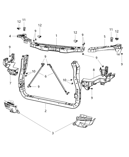 2013 Jeep Grand Cherokee Upper Tie Bar Screw Diagram for 68086709AA