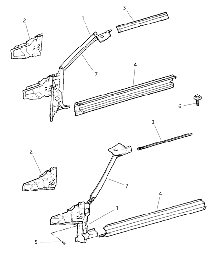 2001 Jeep Cherokee Aperture Panel - Panels, Body Side Diagram 2 - Thumbnail