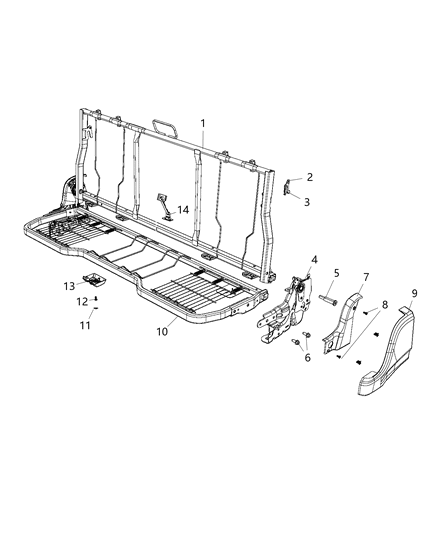 2020 Ram 1500 New Style Second Row - Rear Seat Hardware, Bench Diagram