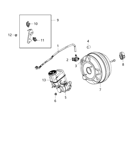 2015 Jeep Renegade Hose Brake Booster Vacuum Diagram for 68254678AA