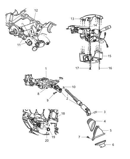 2007 Chrysler PT Cruiser Shroud Steering Column Lower Diagram for 1DC61DK5AB
