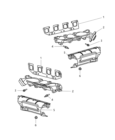 2008 Dodge Magnum Exhaust Manifolds & Heat Shields Diagram 3 - Thumbnail
