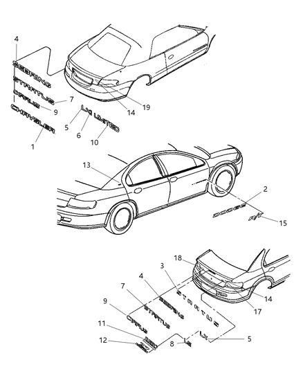 2002 Chrysler Sebring Nameplate Front Door Diagram for 4805292AA