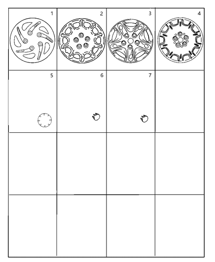 1999 Dodge Stratus Wheel Cover Diagram for RN33PAKAA