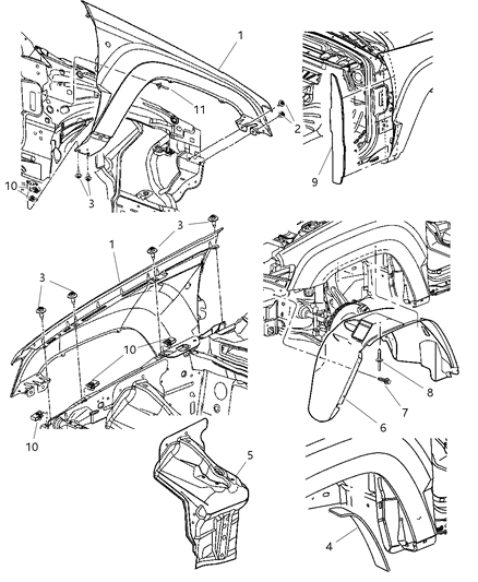 2010 Jeep Grand Cherokee Fender Front Diagram for 68058476AA