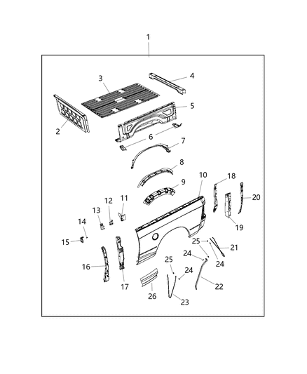 2015 Ram 3500 Panel Box Side Inner Diagram for 68175103AB