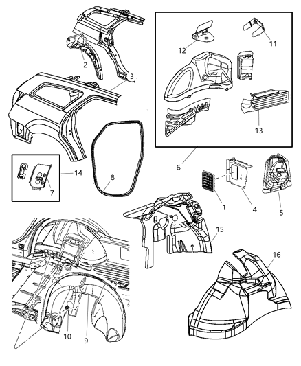 2008 Dodge Magnum Rear Aperture (Quarter) Panel Diagram
