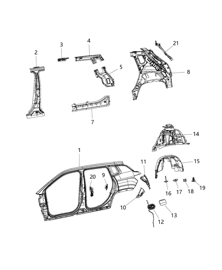 2020 Jeep Compass Uniside, Outer Passenger Side Diagram for 68243522AD
