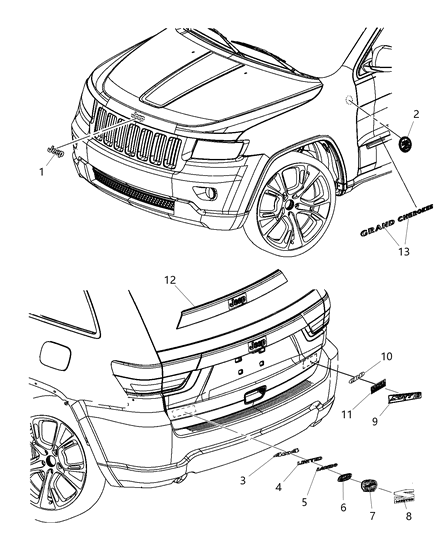 2013 Jeep Grand Cherokee Nameplate, Rear Diagram for 55157095AD