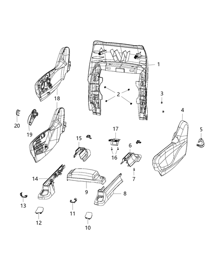 2020 Chrysler Voyager Adjusters, Recliners, Shields And Risers - Passenger Seat Diagram 5 - Thumbnail