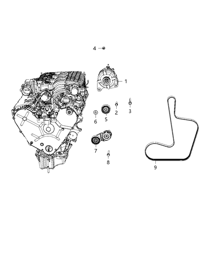 2010 Chrysler Town & Country Generator Engine Diagram for R4801480AB