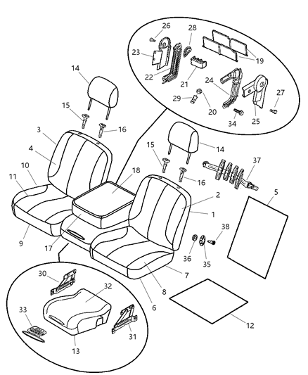 2005 Dodge Ram 2500 Front, Leather Diagram 2 - Thumbnail