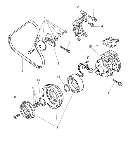 1997 Dodge Avenger Compressor & Mounting Brackets Diagram 1 - Thumbnail