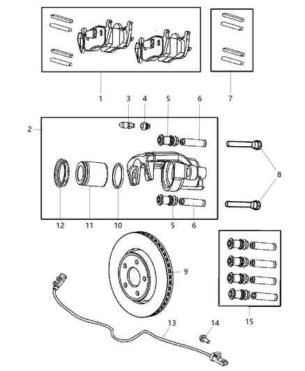 2007 Jeep Grand Cherokee Rear Disc Brake Caliper & Rotor Diagram 2 - Thumbnail