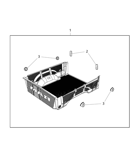 2017 Ram 2500 Bedliner Kit Under Rail 8.0 Foot Conventional Diagram for 82214982AB