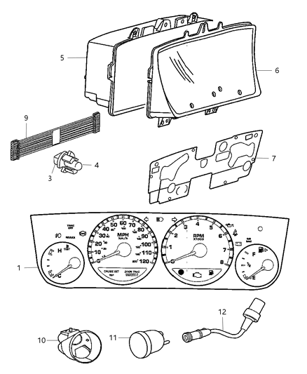 2005 Dodge Neon Cluster Instrument Panel Diagram for 4671806AL