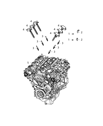 2020 Ram 1500 New Style Spark Plugs, Ignition Wires, Ignition Coil And Capacitors Diagram 1 - Thumbnail