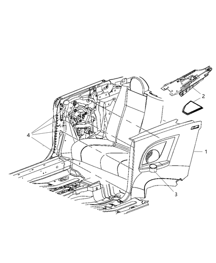 2009 Chrysler Sebring Armrest Quarter Trim Diagram for 1JZ20XDVAA