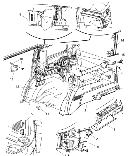 2004 Dodge Durango Trim Panels Diagram 2 - Thumbnail