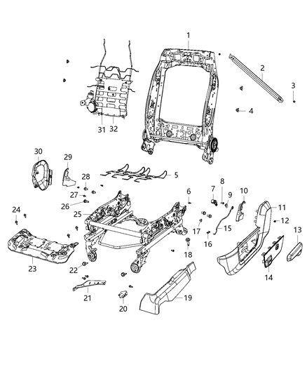 2019 Ram 3500 Cab Chassis Adjusters, Recliners, Shields And Risers - Driver Seat Diagram 1 - Thumbnail